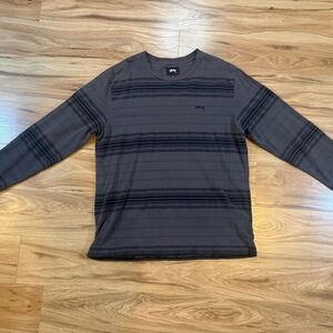 Stüssy Men’s L Striped Long Sleeve Crewneck Tee